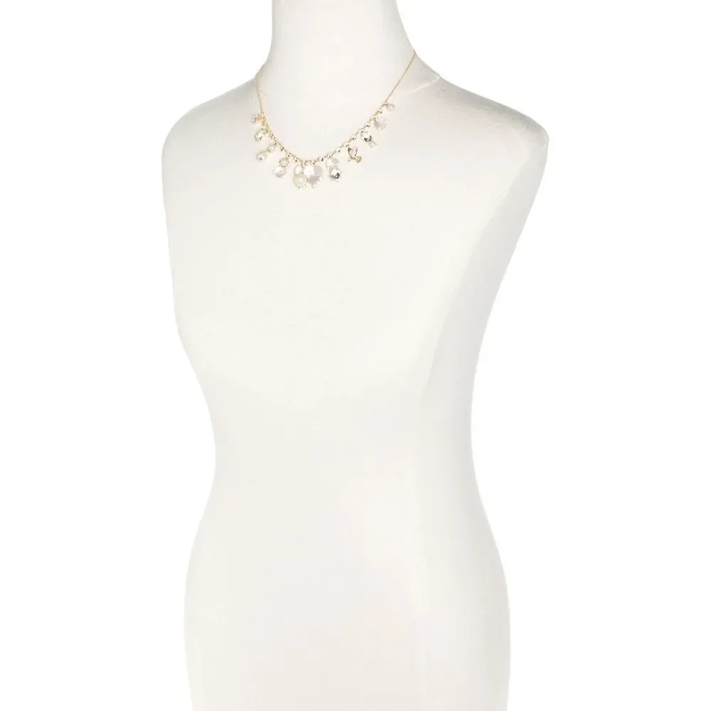 New! KATE SPADE Disco Pansy Flower Bird Crystal Gold-tone Necklace 16